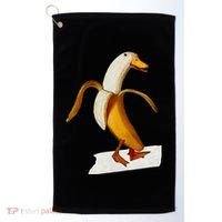 Banana Duck Walks Funny Anthropomorphic Fruit Bird Animal Golf Towel thumb 0