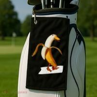 Banana Duck Walks Funny Anthropomorphic Fruit Bird Animal Golf Towel thumb 2