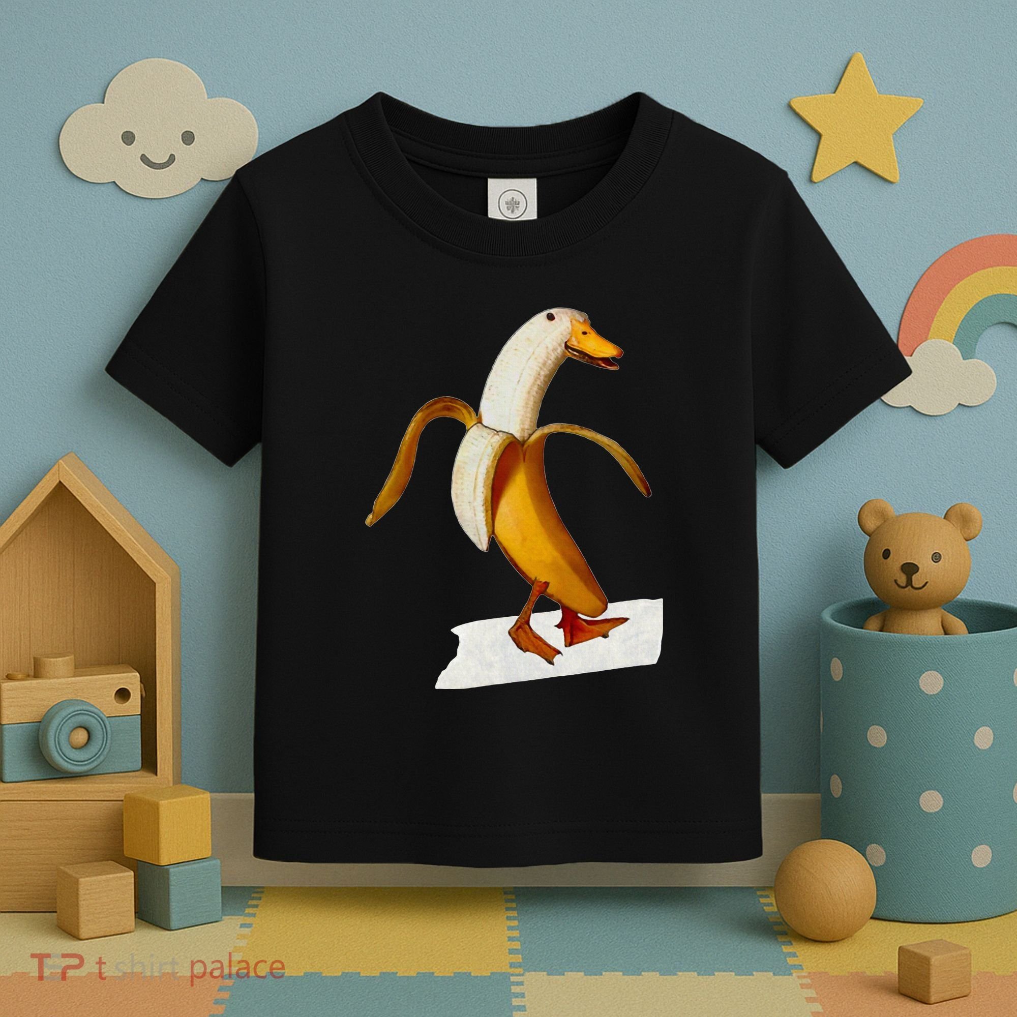 Banana Duck Walks Funny Anthropomorphic Fruit Bird Animal Toddler T-Shirt
