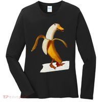 Banana Duck Walks Funny Anthropomorphic Fruit Bird Animal Women's Long Sleeve Shirt thumb 0