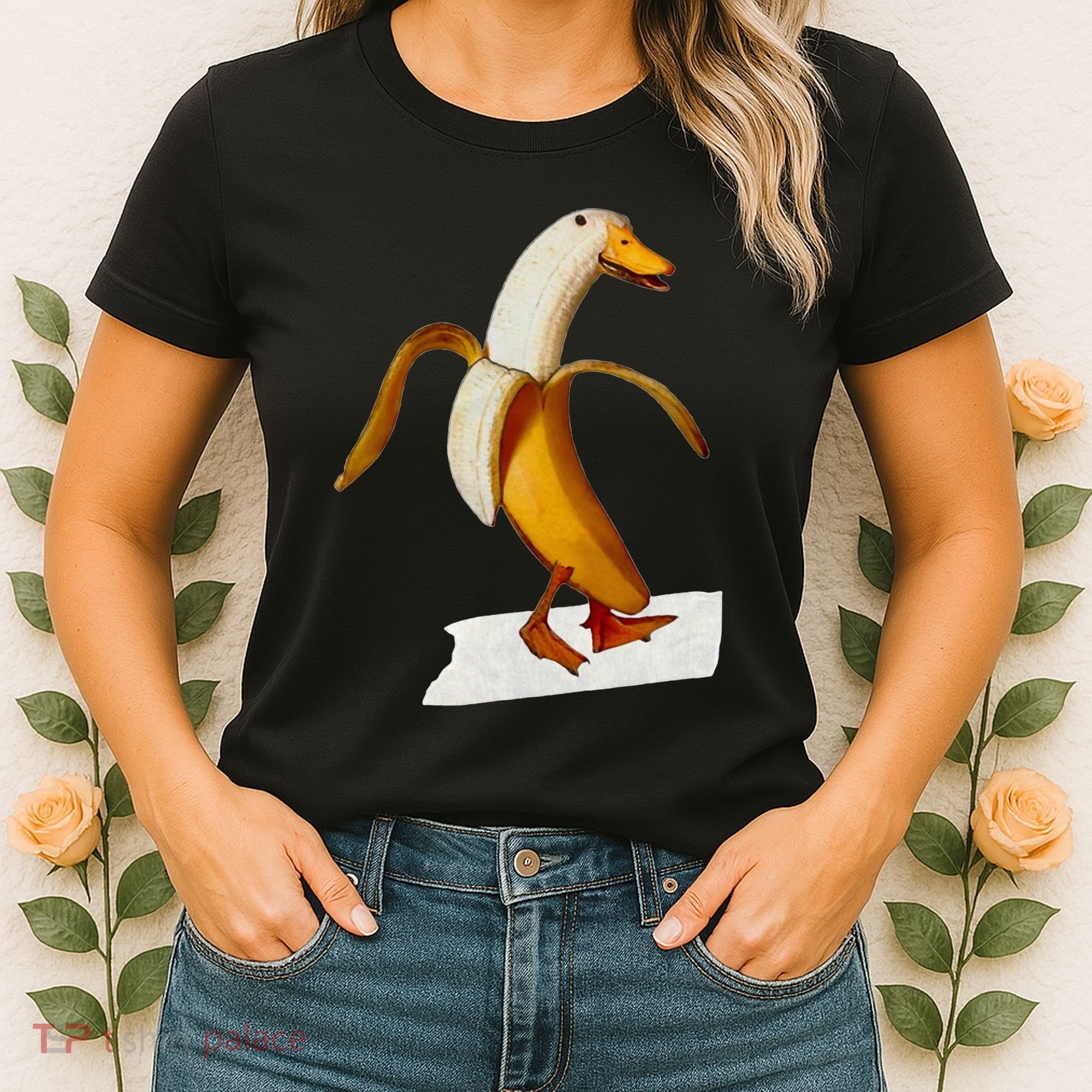 Banana Duck Walks Funny Anthropomorphic Fruit Bird Animal Women's T-Shirt