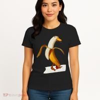 Banana Duck Walks Funny Anthropomorphic Fruit Bird Animal Women's T-Shirt thumb 4
