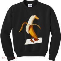 Banana Duck Walks Funny Anthropomorphic Fruit Bird Animal Kids Sweatshirt thumb 0