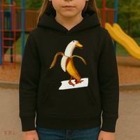 Banana Duck Walks Funny Anthropomorphic Fruit Bird Animal Kids Hoodie thumb 3