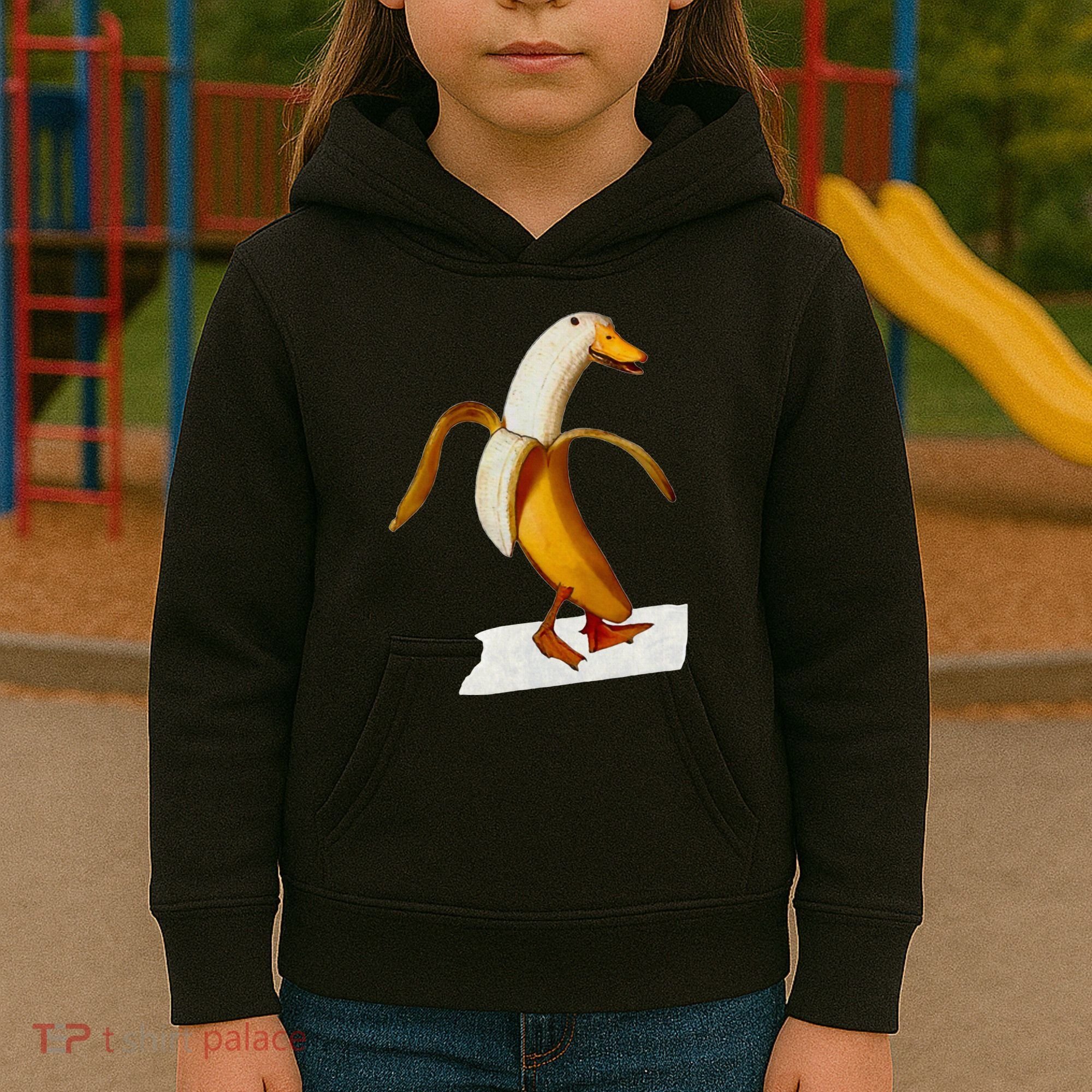 Banana Duck Walks Funny Anthropomorphic Fruit Bird Animal Kids Hoodie