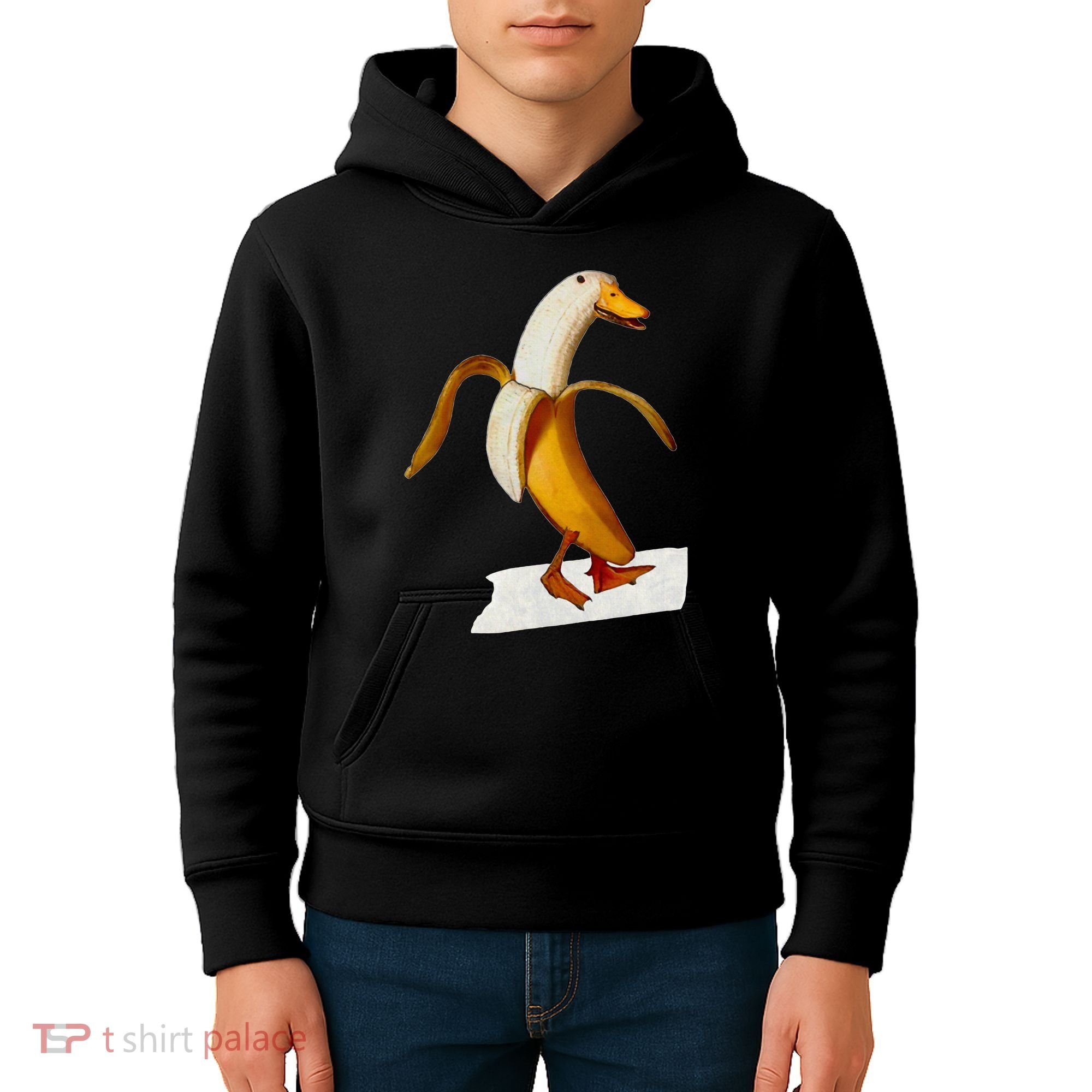 Banana Duck Walks Funny Anthropomorphic Fruit Bird Animal Kids Hoodie