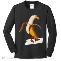 Banana Duck Walks Funny Anthropomorphic Fruit Bird Animal Kids Long Sleeve Shirt thumb 0