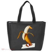 Banana Duck Walks Funny Anthropomorphic Fruit Bird Animal Tote Bag thumb 0