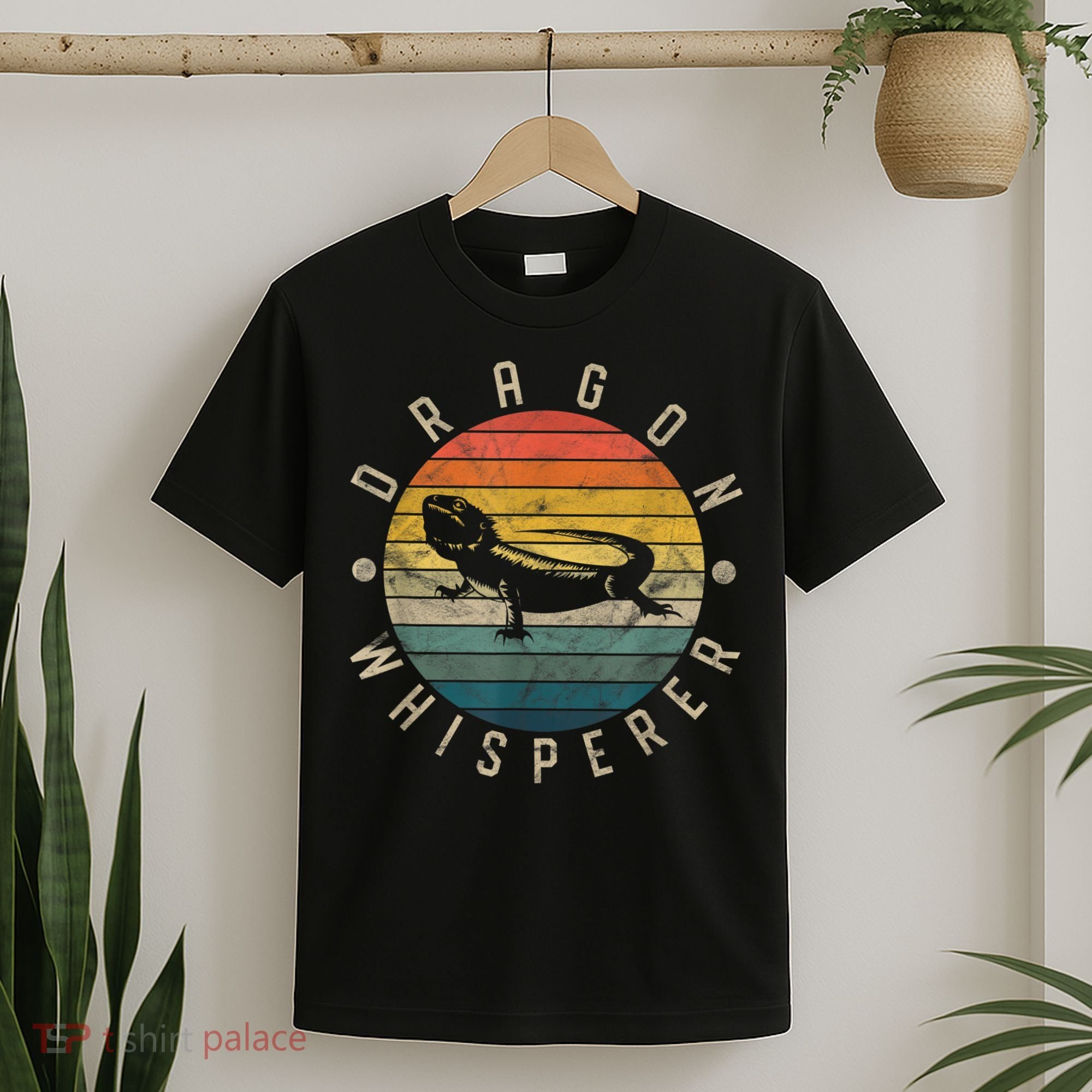 Bearded Dragon Whisperer Vintage Sunset Lizard Reptile T-Shirt