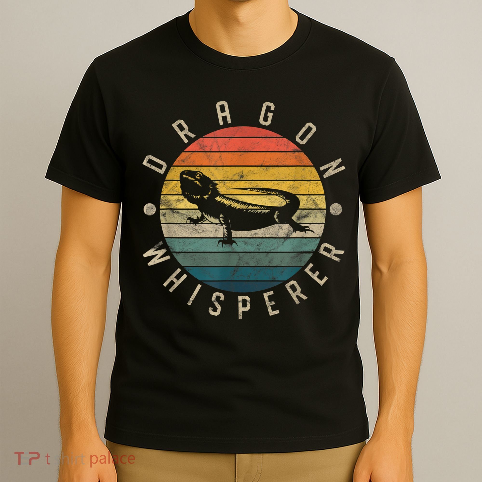 Bearded Dragon Whisperer Vintage Sunset Lizard Reptile T-Shirt