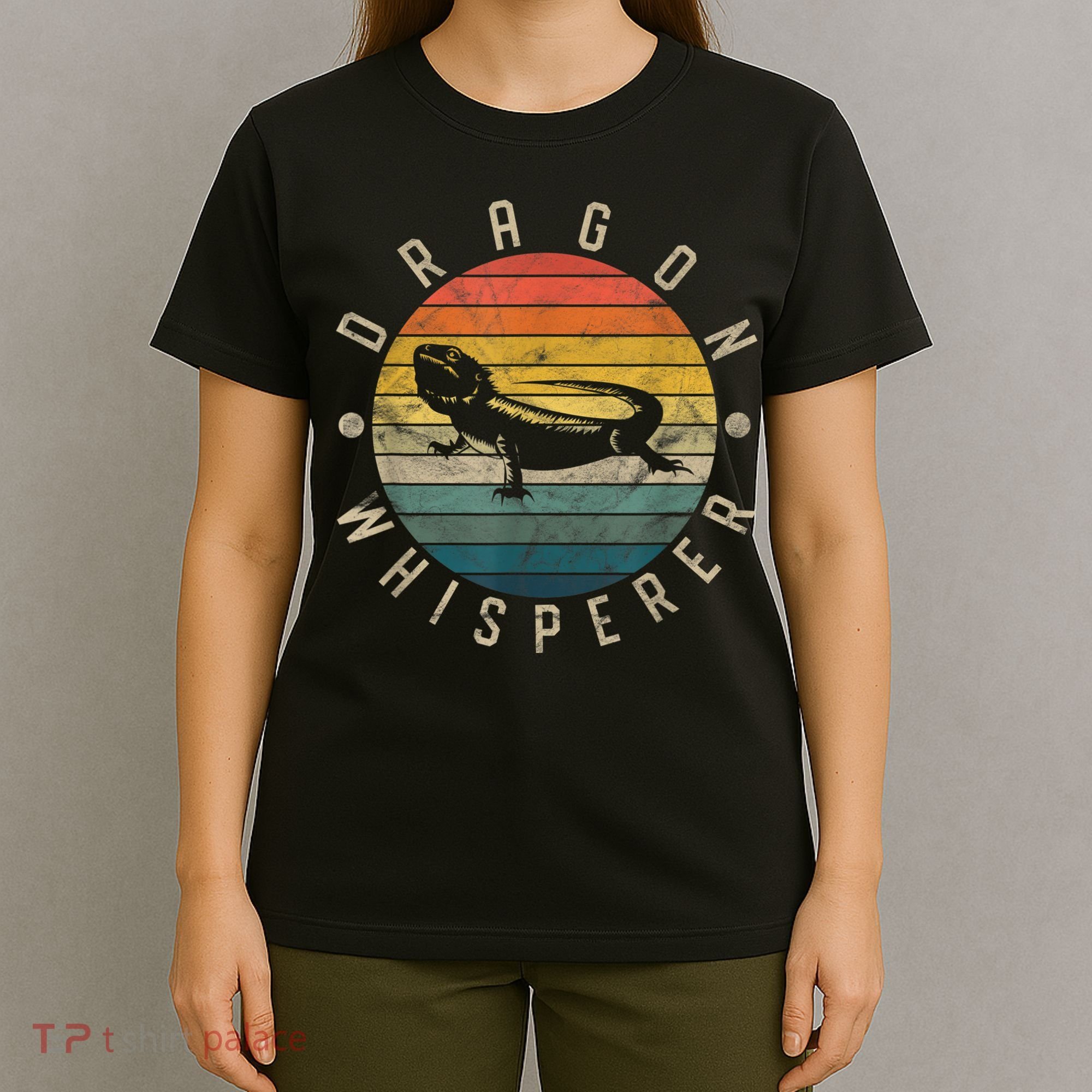 Bearded Dragon Whisperer Vintage Sunset Lizard Reptile T-Shirt