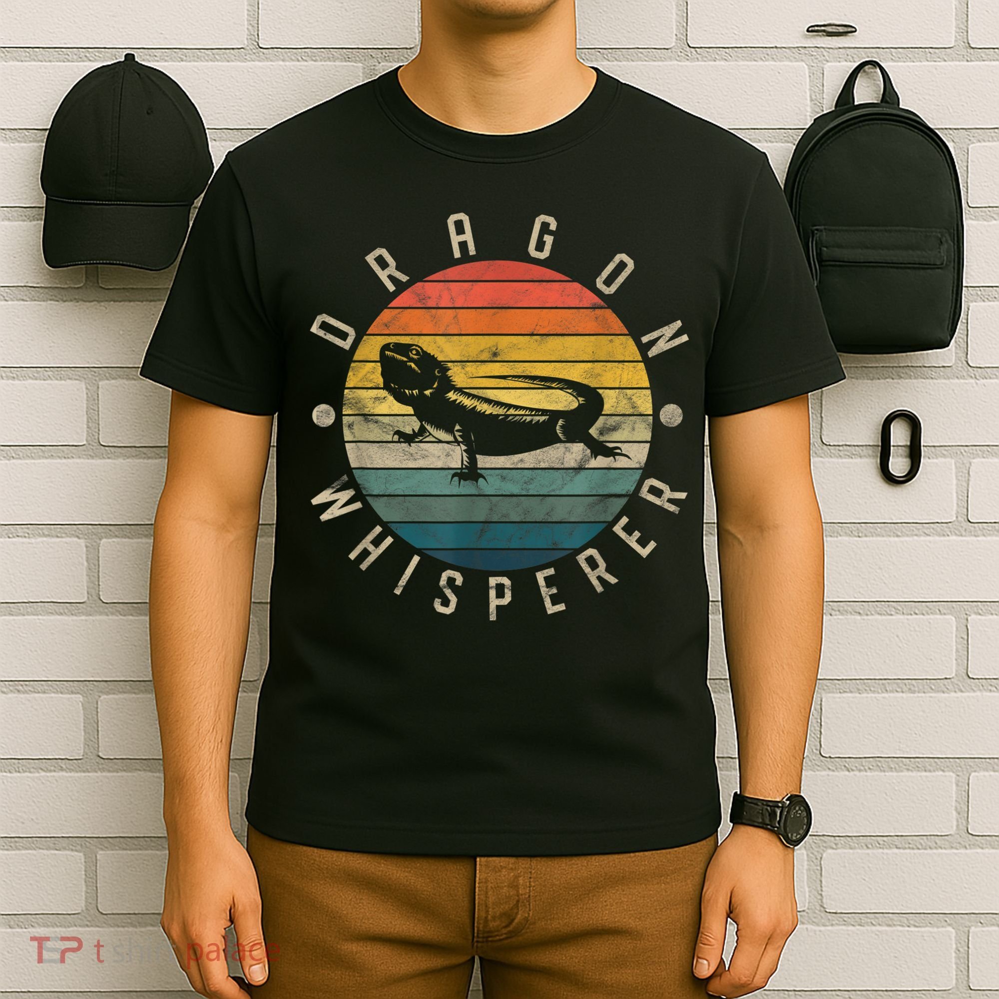 Bearded Dragon Whisperer Vintage Sunset Lizard Reptile T-Shirt