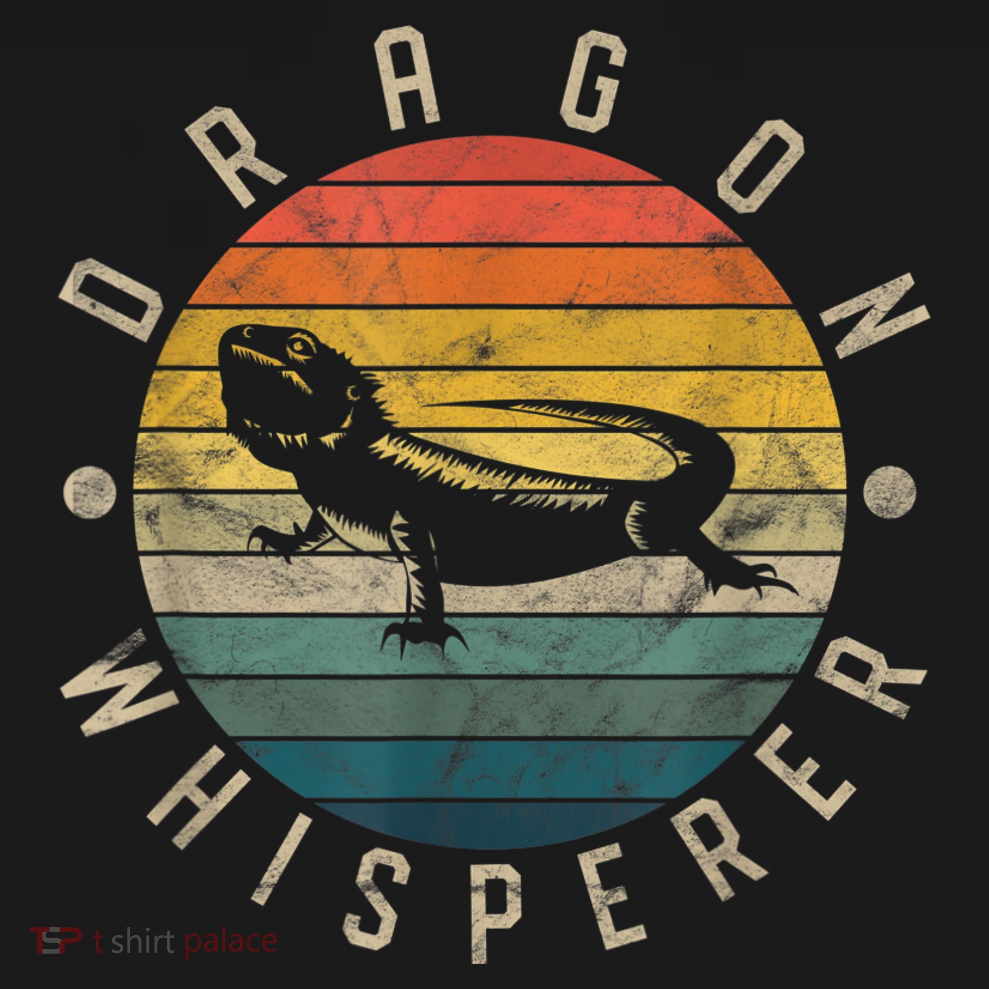 Bearded Dragon Whisperer Vintage Sunset Lizard Reptile T-Shirt