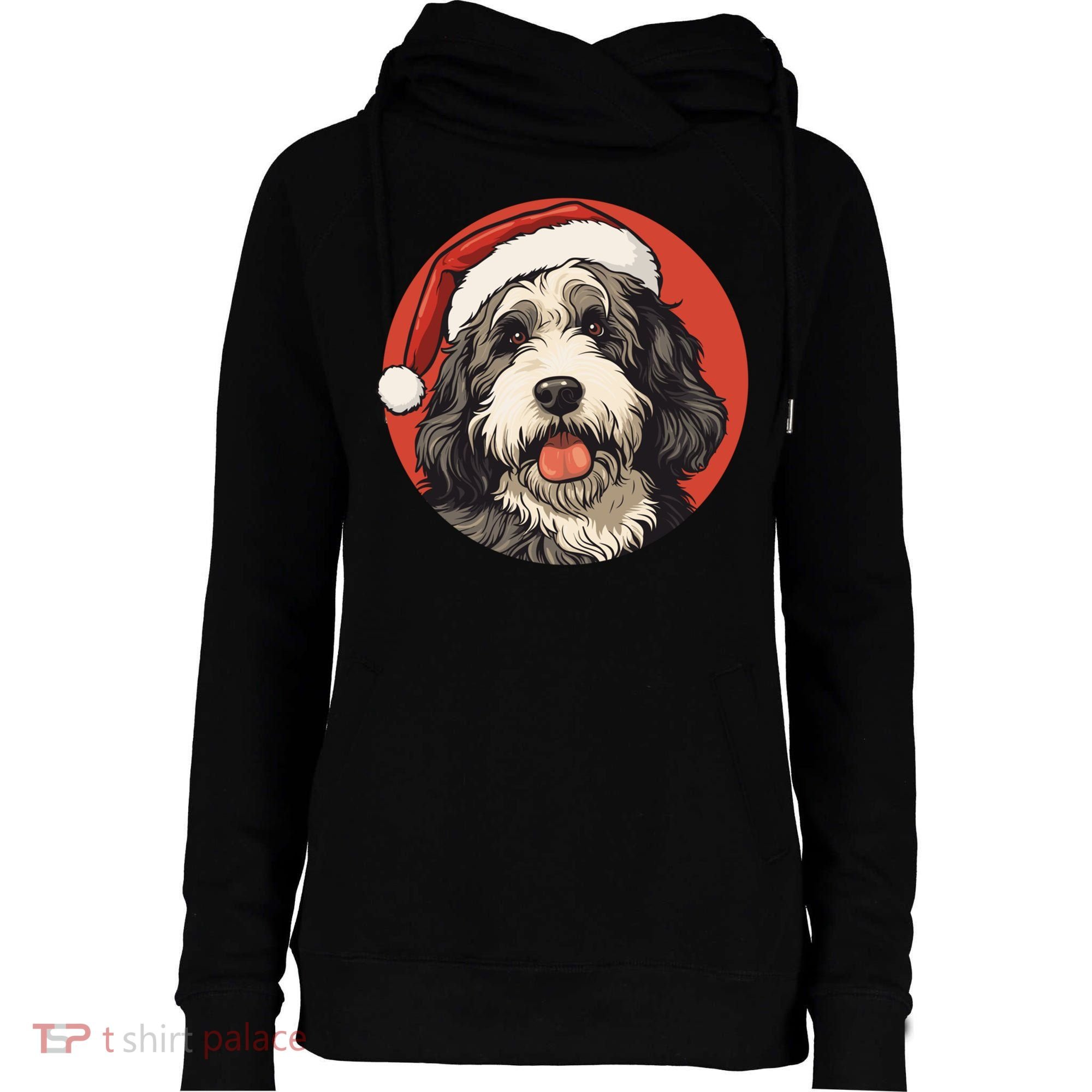 Bernedoodle Dog Xmas Doodle Dood Cute Christmas Bernedoodle Gift Womens Funnel Neck Pullover Hood