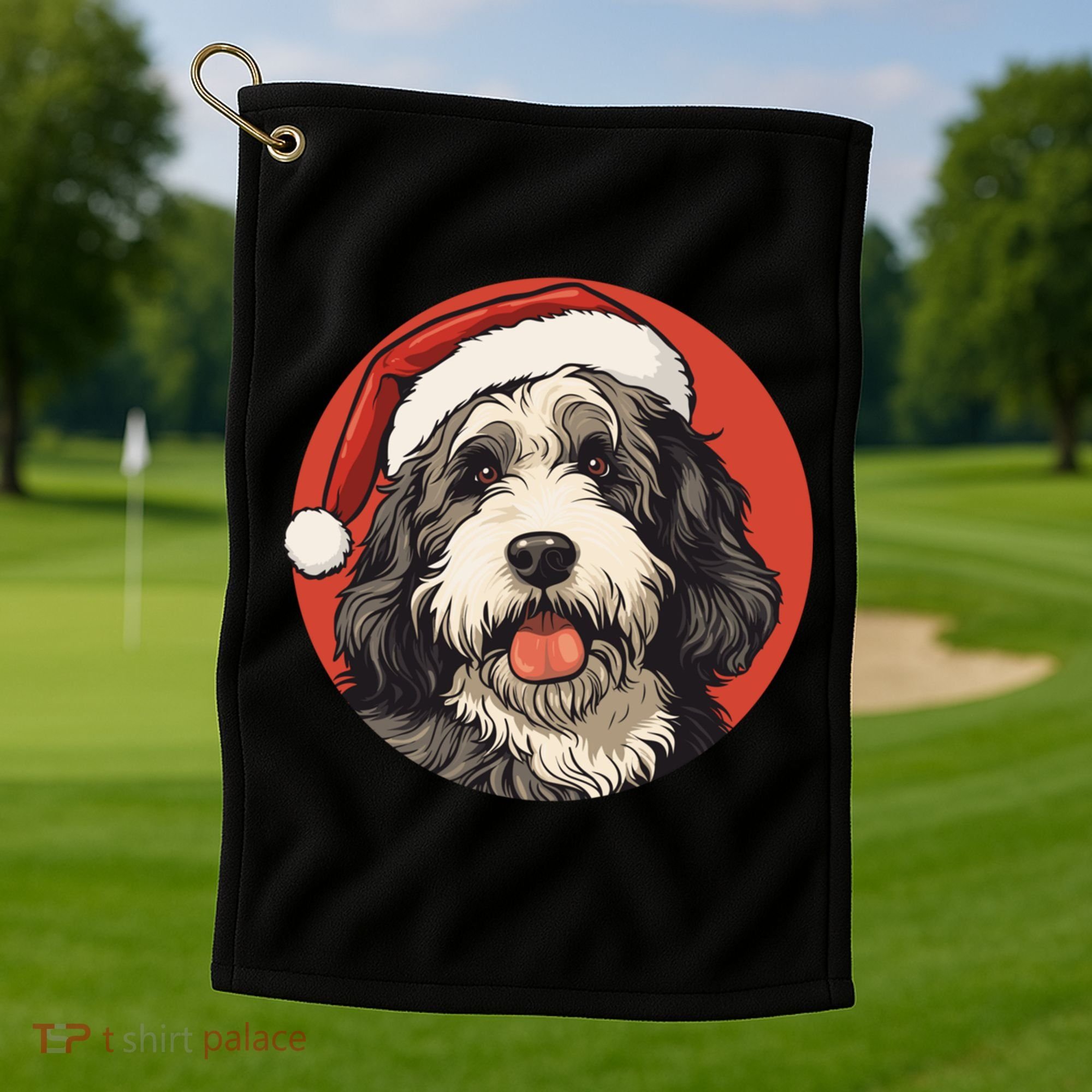 Bernedoodle Dog Xmas Doodle Dood Cute Christmas Bernedoodle Gift Golf Towel