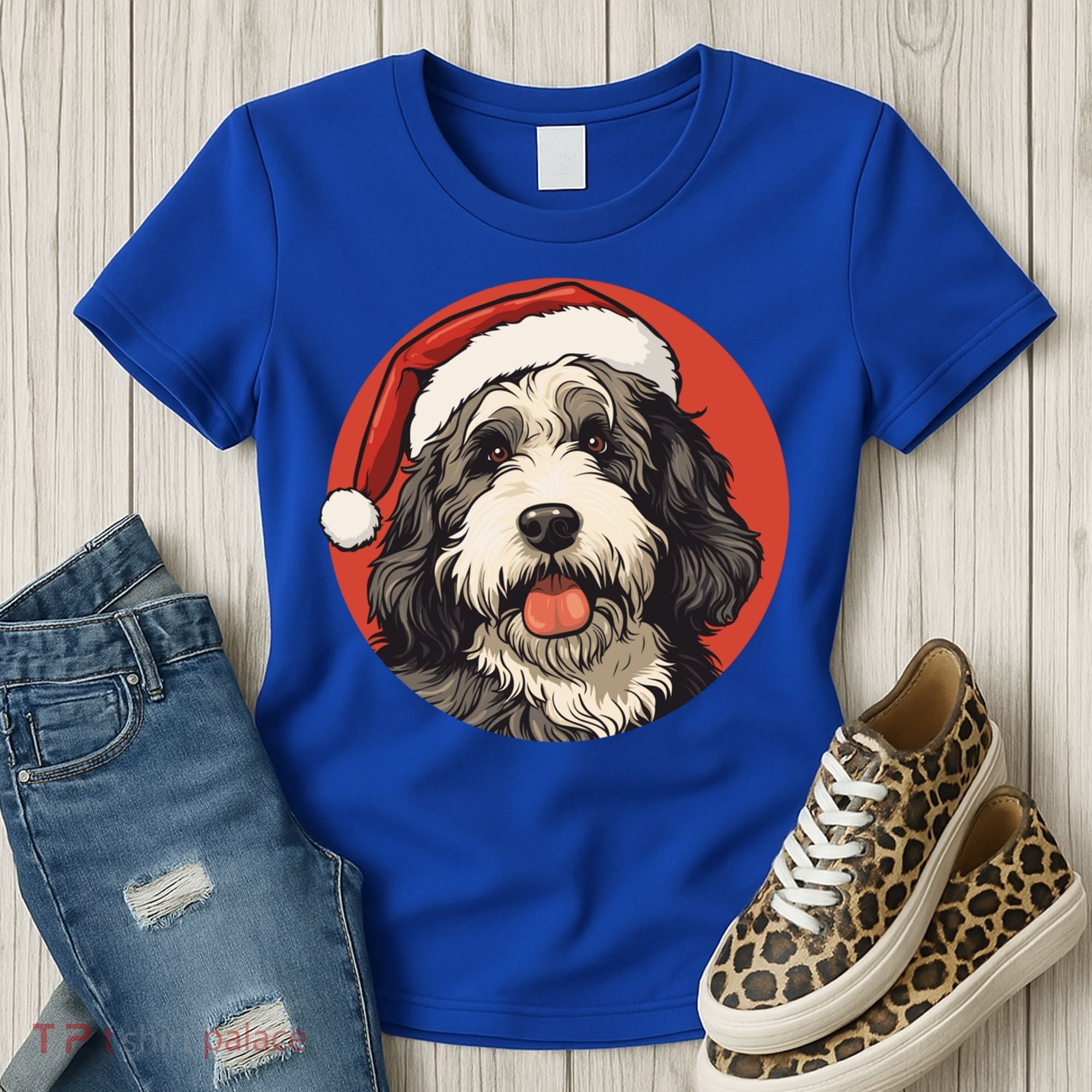 Bernedoodle Dog Xmas Doodle Dood Cute Christmas Bernedoodle Gift Women's T-Shirt