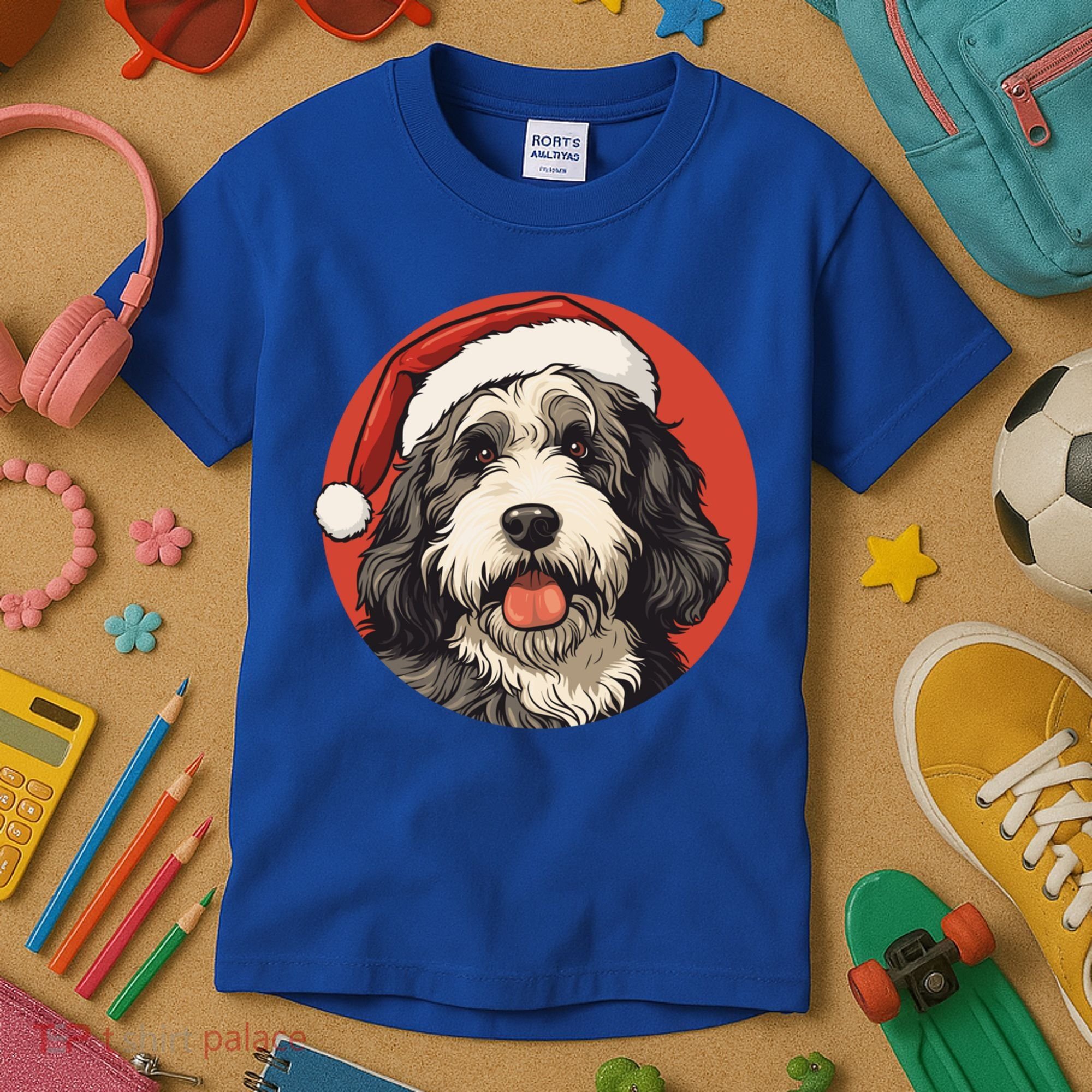 Bernedoodle Dog Xmas Doodle Dood Cute Christmas Bernedoodle Gift Kids T-Shirt