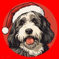 Bernedoodle Dog Xmas Doodle Dood Cute Christmas Bernedoodle Gift Santa Hat thumb 1