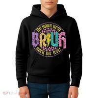 Bruh Do Your Best Rock The Test Day Teacher Student Funny Kids Hoodie thumb 4