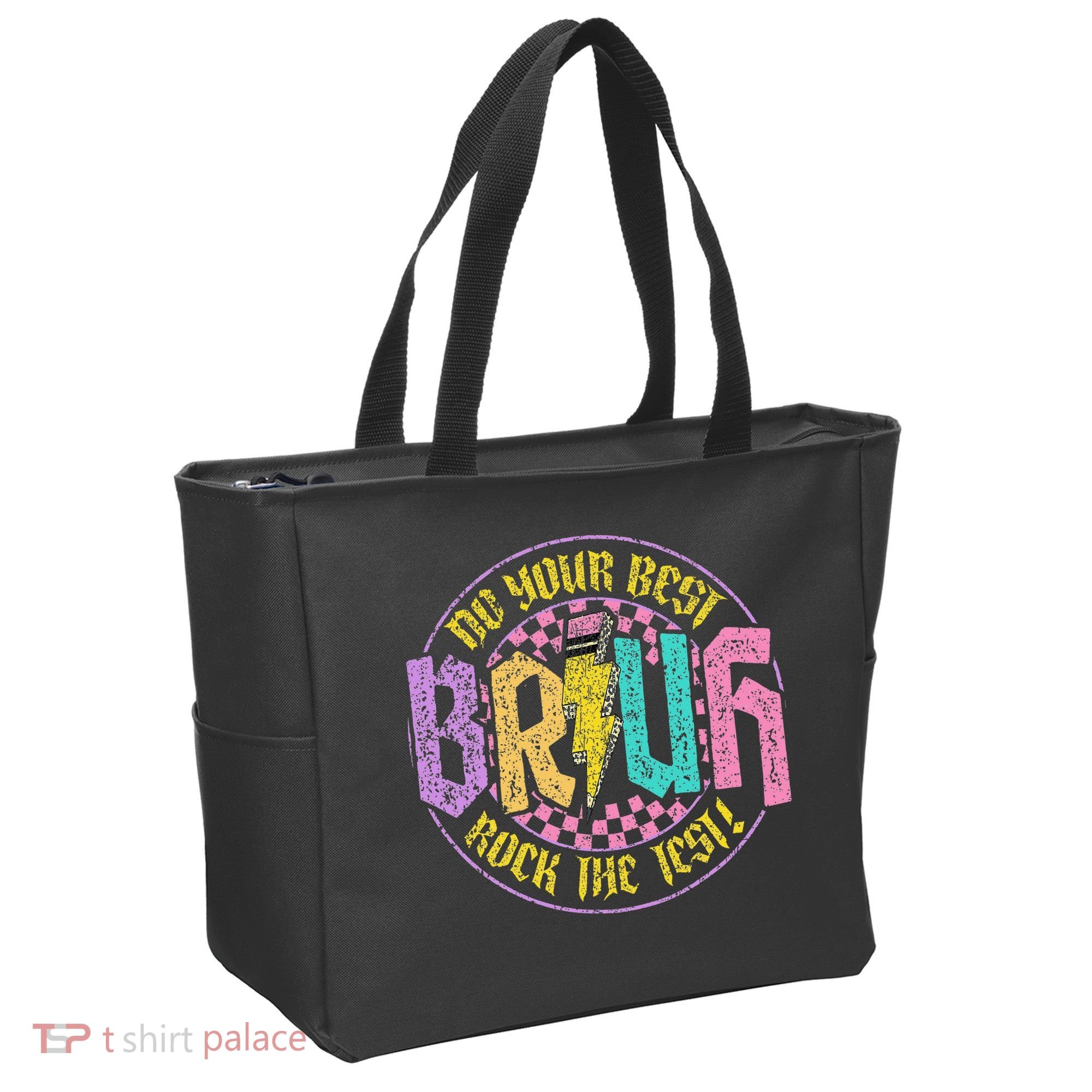 Bruh Do Your Best Rock The Test Day Teacher Student Funny Tote Bag