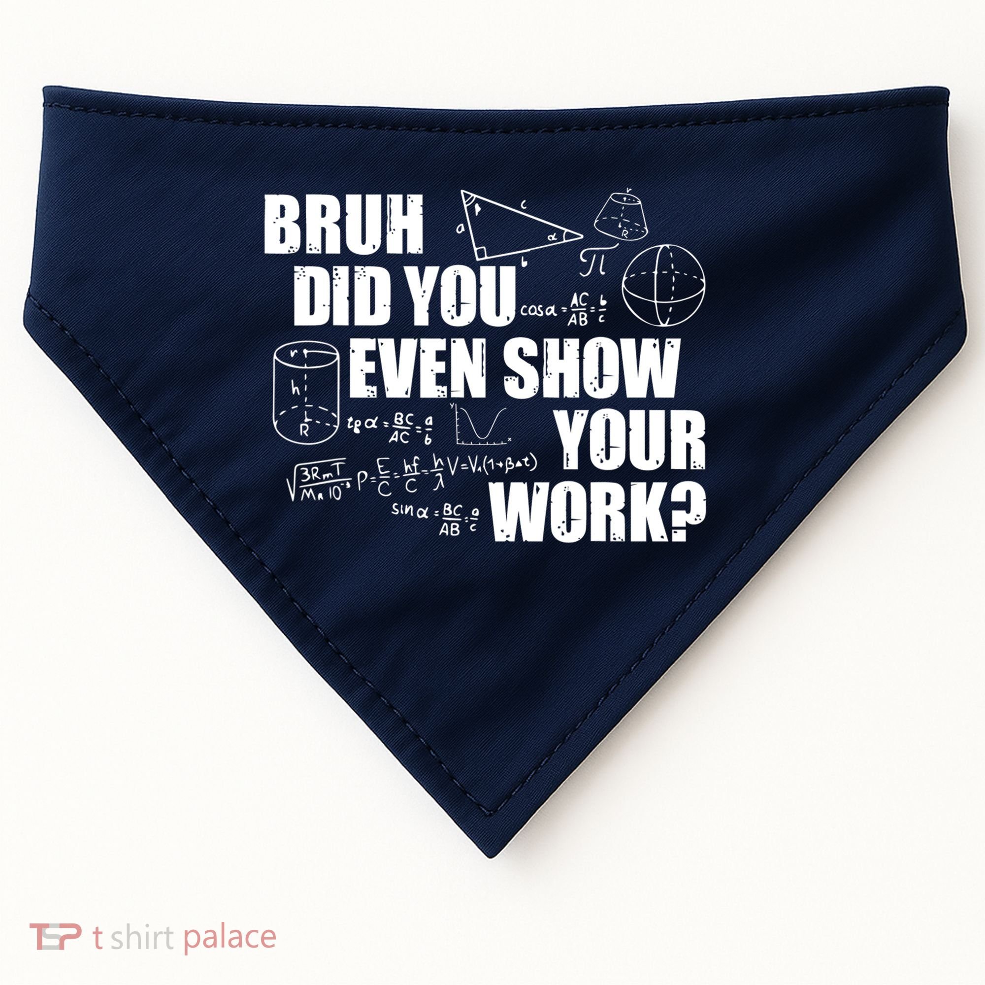 Bruh Did You Even Show Your Work Funny Math Teacher Saying USA-Made Doggie Bandana