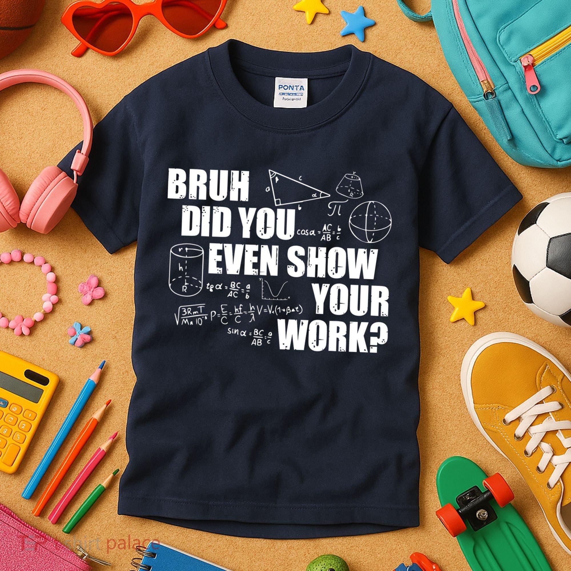 Bruh Did You Even Show Your Work Funny Math Teacher Saying Kids T-Shirt