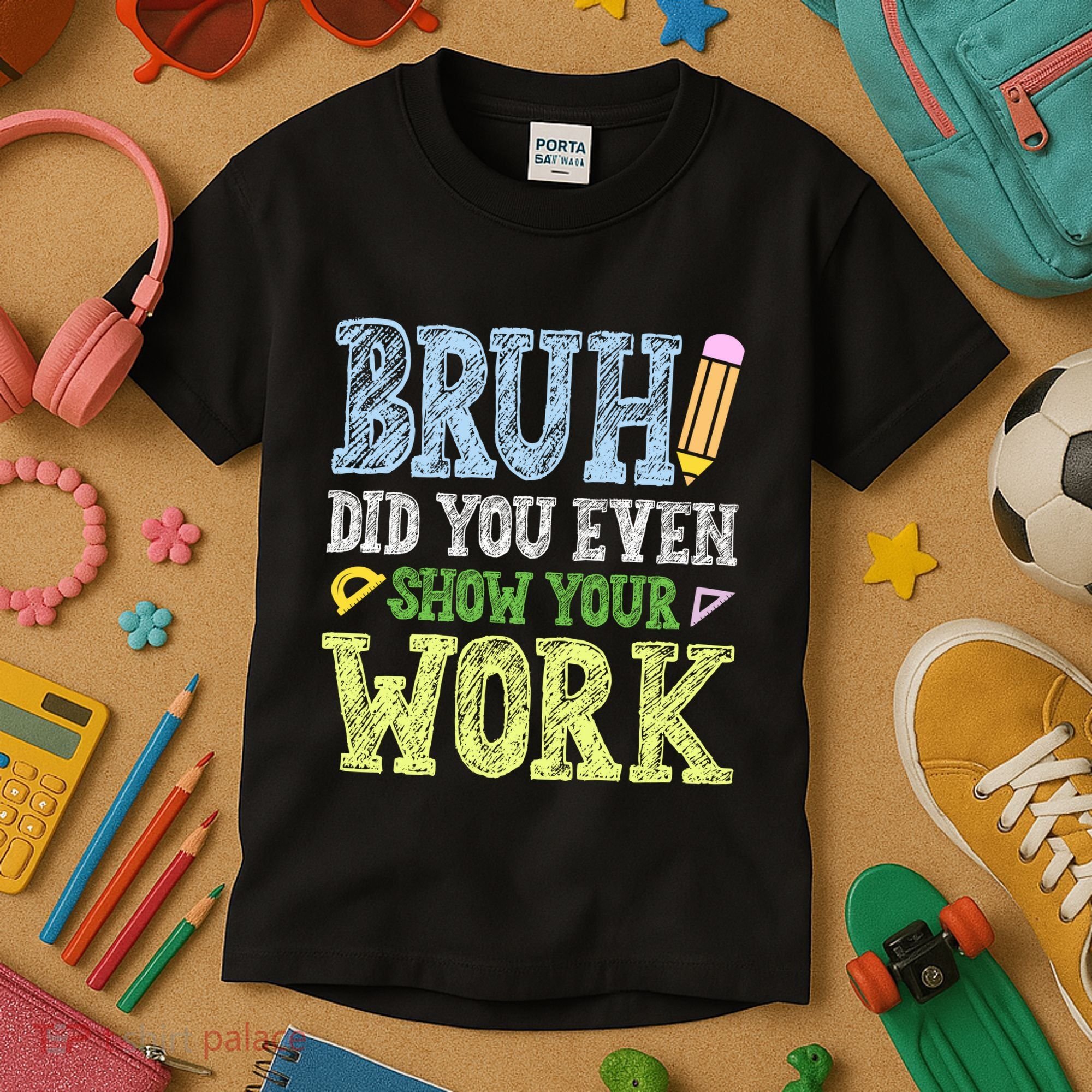 Bruh Did You Even Show Your Work Math Teacher Funny Kids T-Shirt