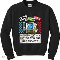 But Did You Put In A Ticket Pc Tech Pun Computer It Support Kids Sweatshirt thumb 0