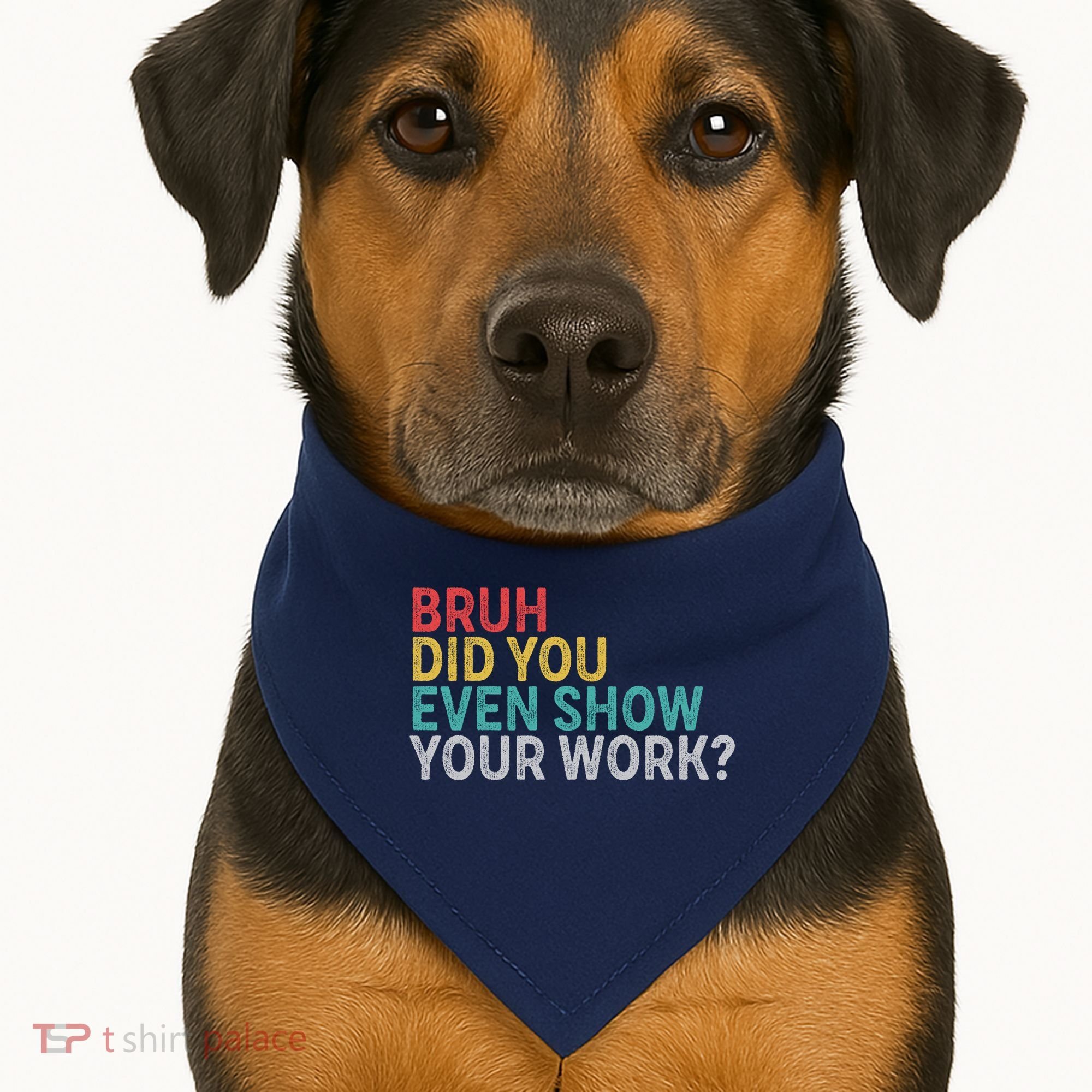 Bruh Did You Even Show Your Work Humorous Funny Math Teacher USA-Made Doggie Bandana