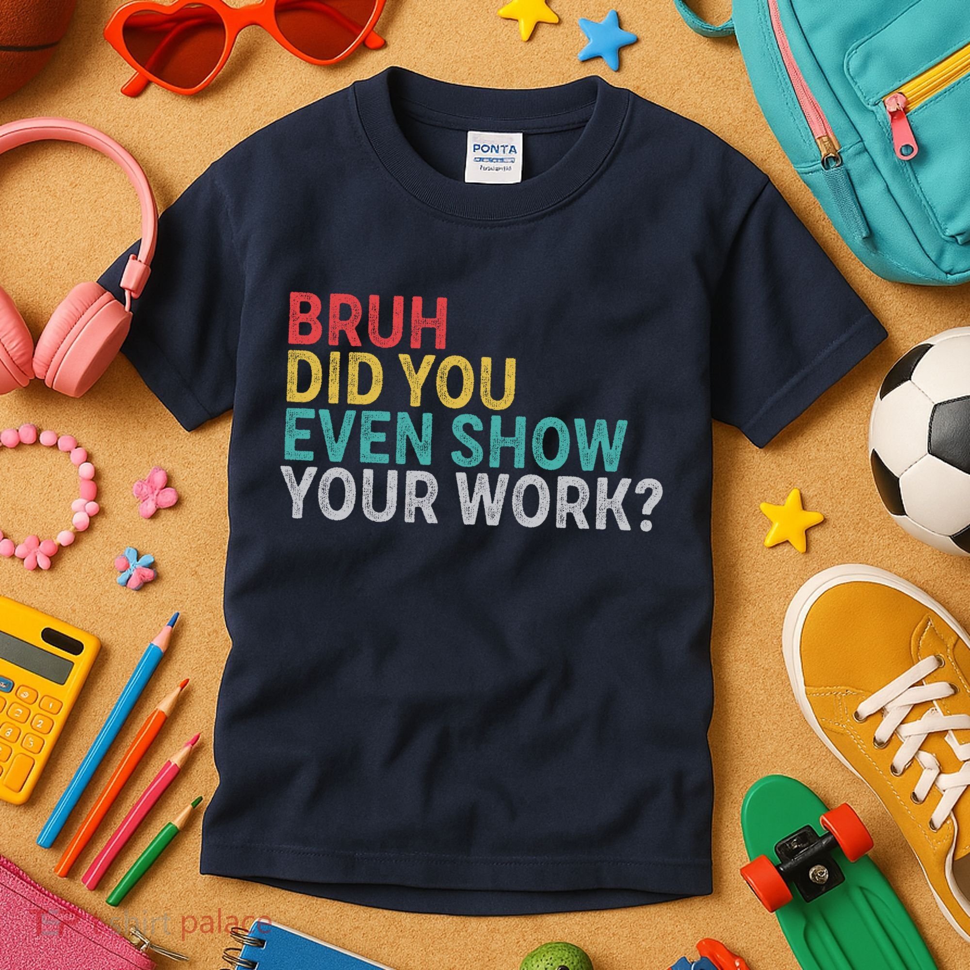 Bruh Did You Even Show Your Work Humorous Funny Math Teacher Kids T-Shirt