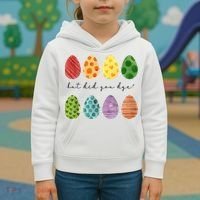 But Did You Dye Funny Easter Eggs Kids Hoodie thumb 3