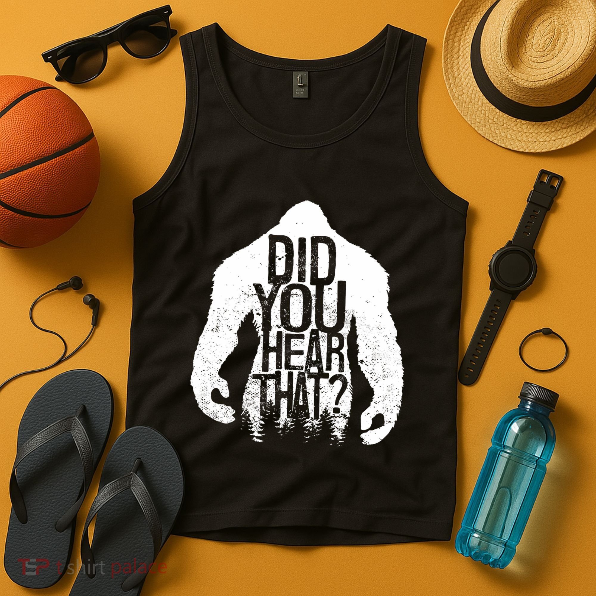 Bigfoot Did You Hear That Distressed Sasquatch Yeti Tank Top