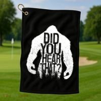 Bigfoot Did You Hear That Distressed Sasquatch Yeti Golf Towel thumb 1