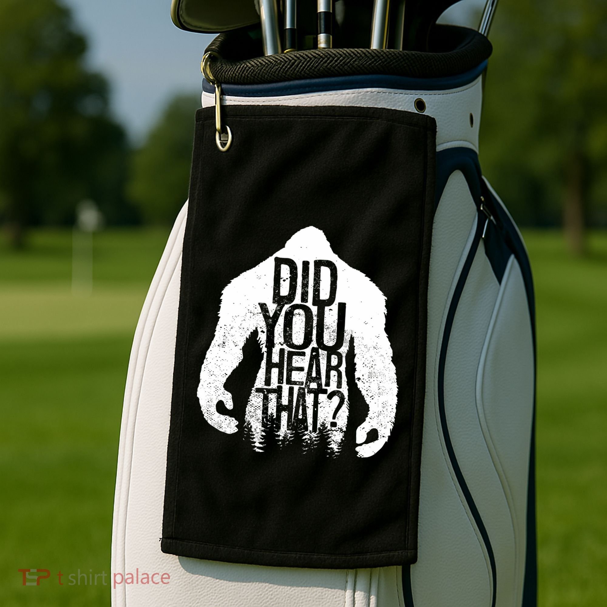 Bigfoot Did You Hear That Distressed Sasquatch Yeti Golf Towel