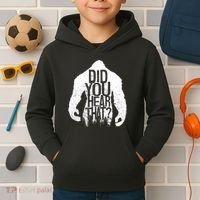Bigfoot Did You Hear That Distressed Sasquatch Yeti Kids Hoodie thumb 2