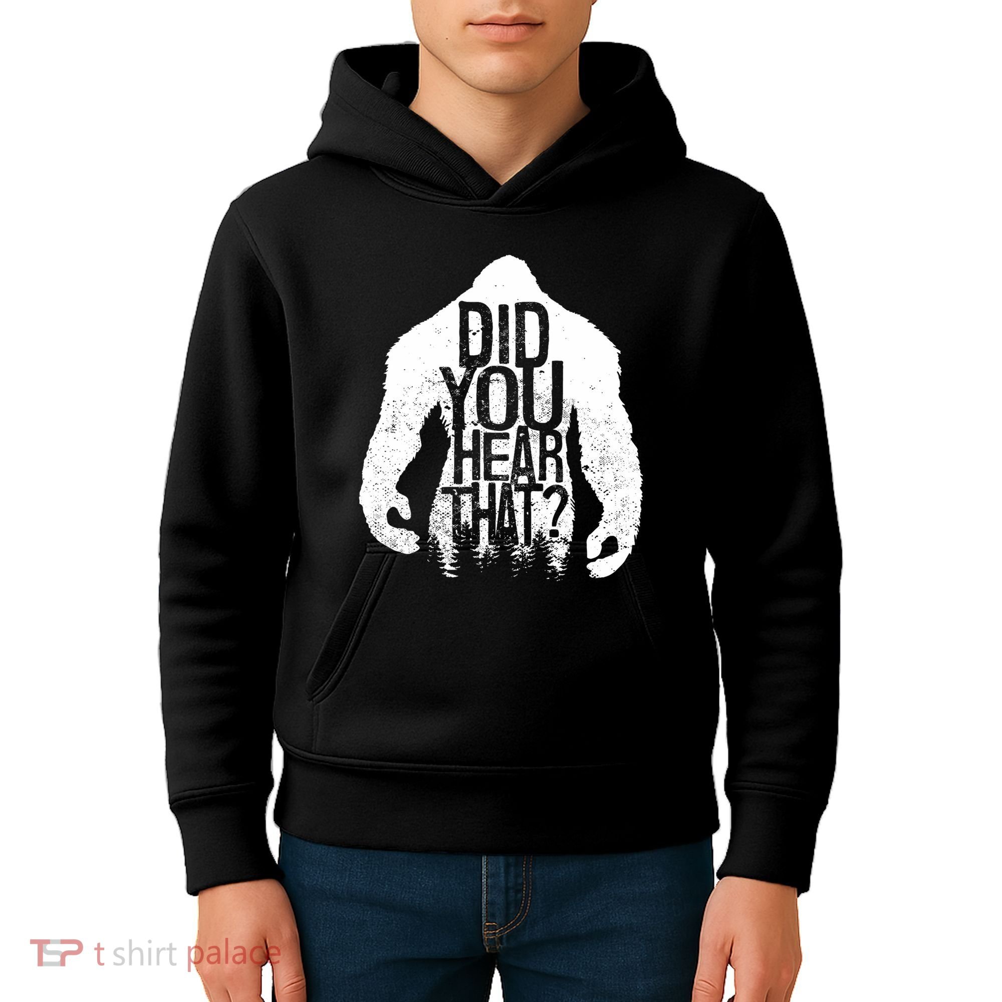 Bigfoot Did You Hear That Distressed Sasquatch Yeti Kids Hoodie