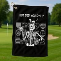 But Did You Dye Easter Funny Skeleton Bunny Golf Towel thumb 1
