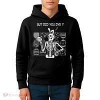 But Did You Dye Easter Funny Skeleton Bunny Kids Hoodie thumb 4