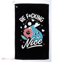 Be Fucking Nice Mushroom Flower Golf Towel thumb 0