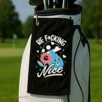 Be Fucking Nice Mushroom Flower Golf Towel thumb 2