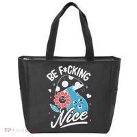 Be Fucking Nice Mushroom Flower Tote Bag thumb 0