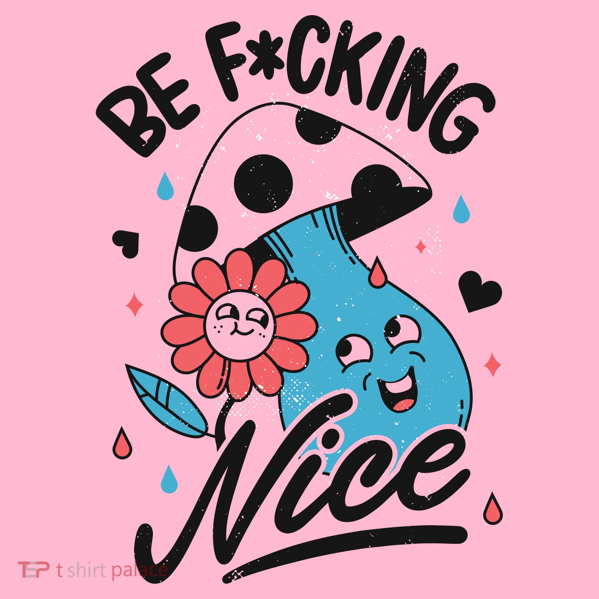 Be Fucking Nice Mushroom Flower Baby Bodysuit