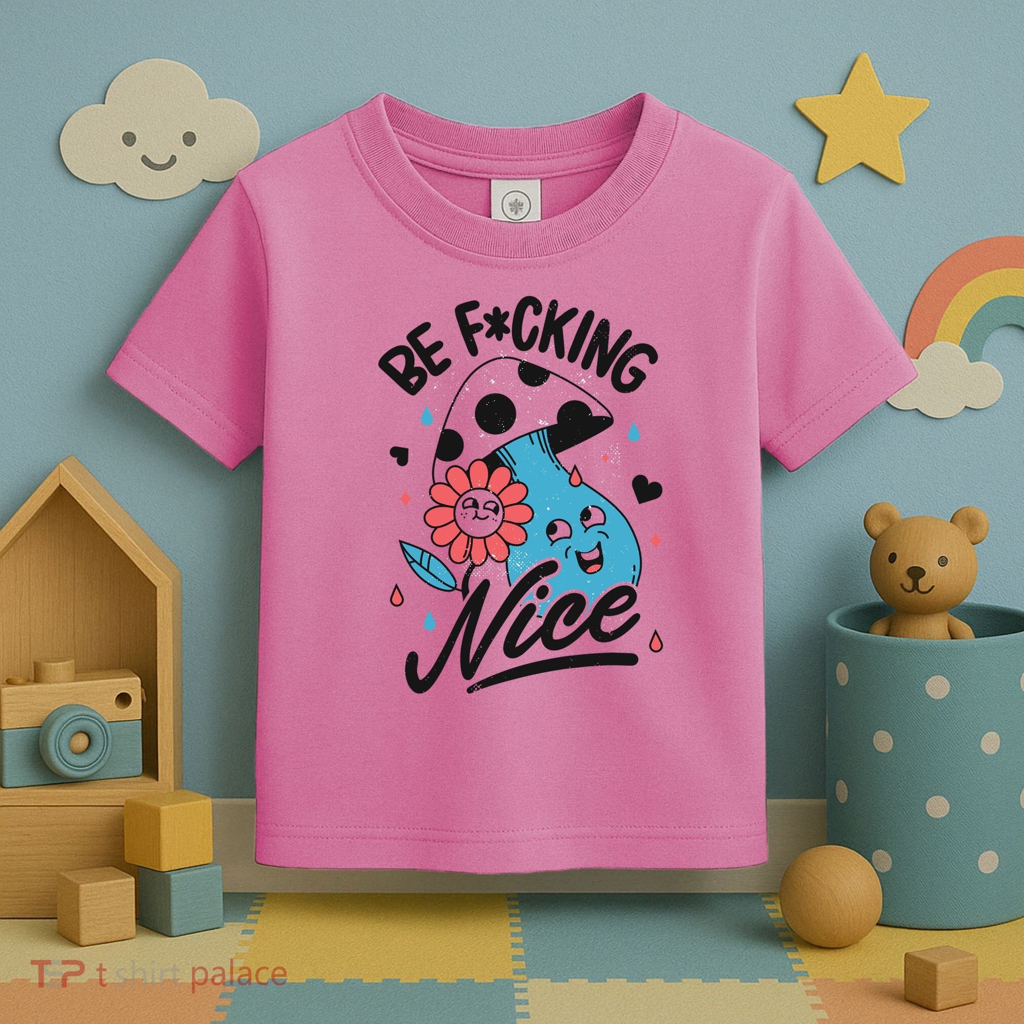 Be Fucking Nice Mushroom Flower Toddler T-Shirt