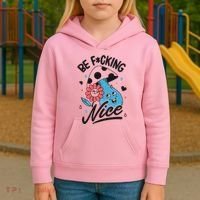 Be Fucking Nice Mushroom Flower Kids Hoodie thumb 3