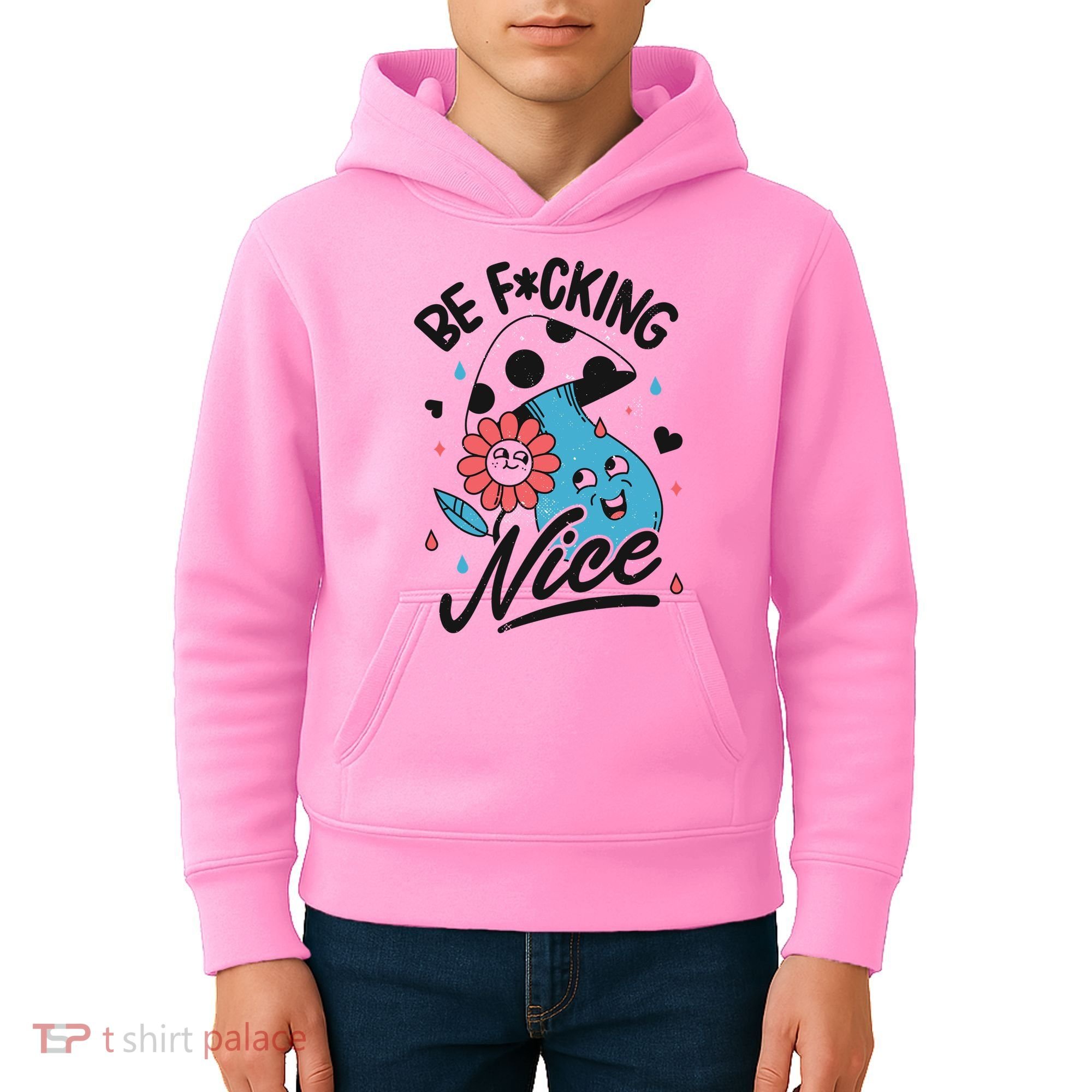 Be Fucking Nice Mushroom Flower Kids Hoodie