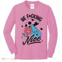 Be Fucking Nice Mushroom Flower Kids Long Sleeve Shirt thumb 0