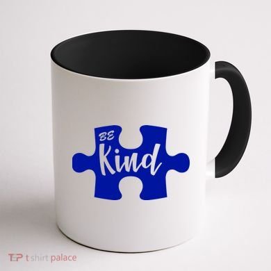 Be Kind Autism Awareness Puzzle Coffee Mug back
