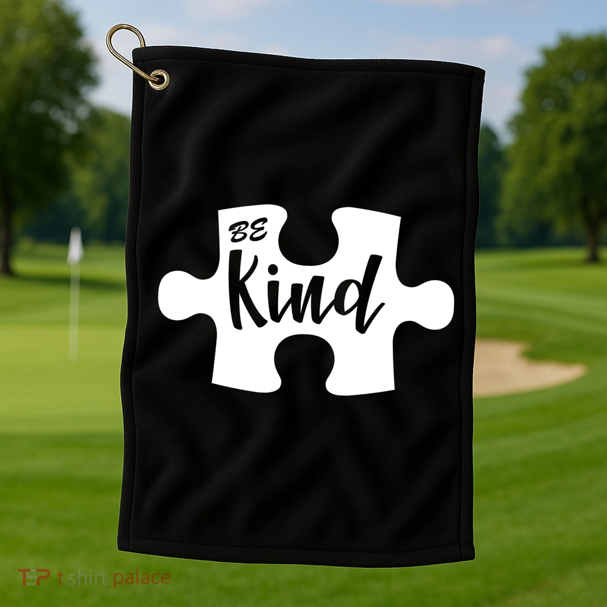 Be Kind Autism Awareness Puzzle Golf Towel