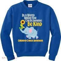 Be Kind Childhood Cancer Awareness Kids Sweatshirt thumb 0