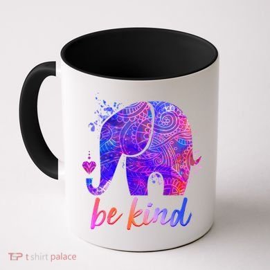 Be Kind Colorful Painted Elephant Coffee Mug